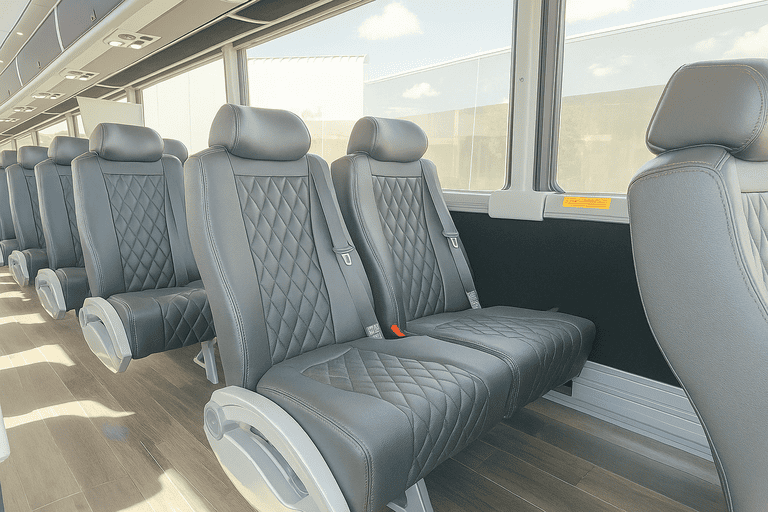 interior of Camden Coach Bus Service charter bus