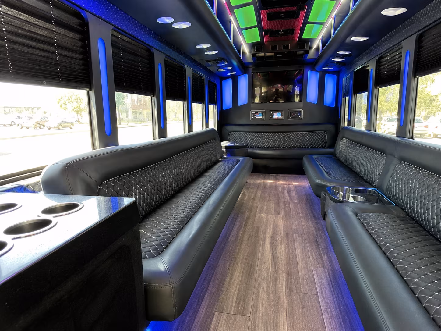 camden 15 passenger party bus inside