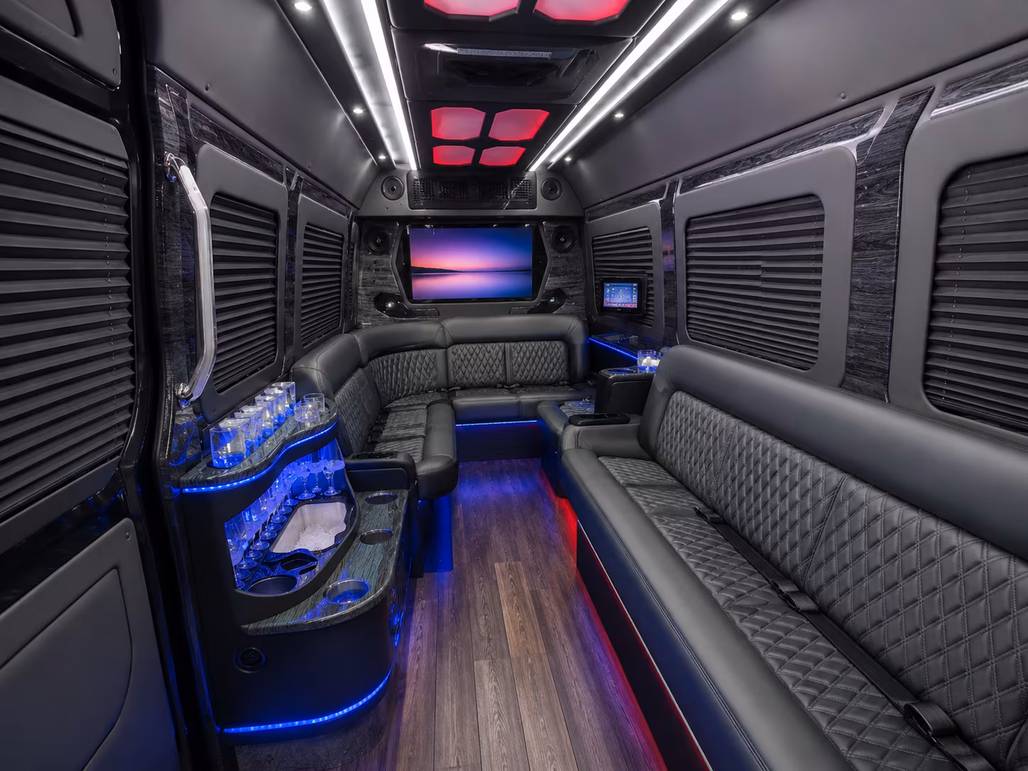 camden 15 passenger party bus interior
