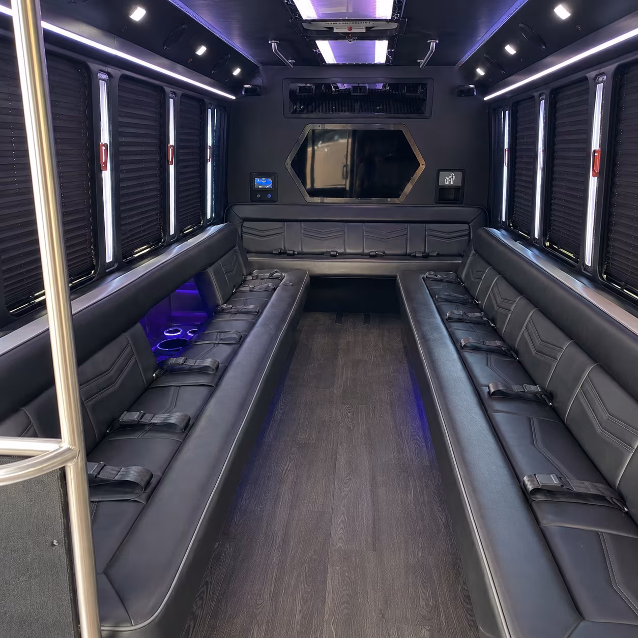 camden 18 passenger party bus interior