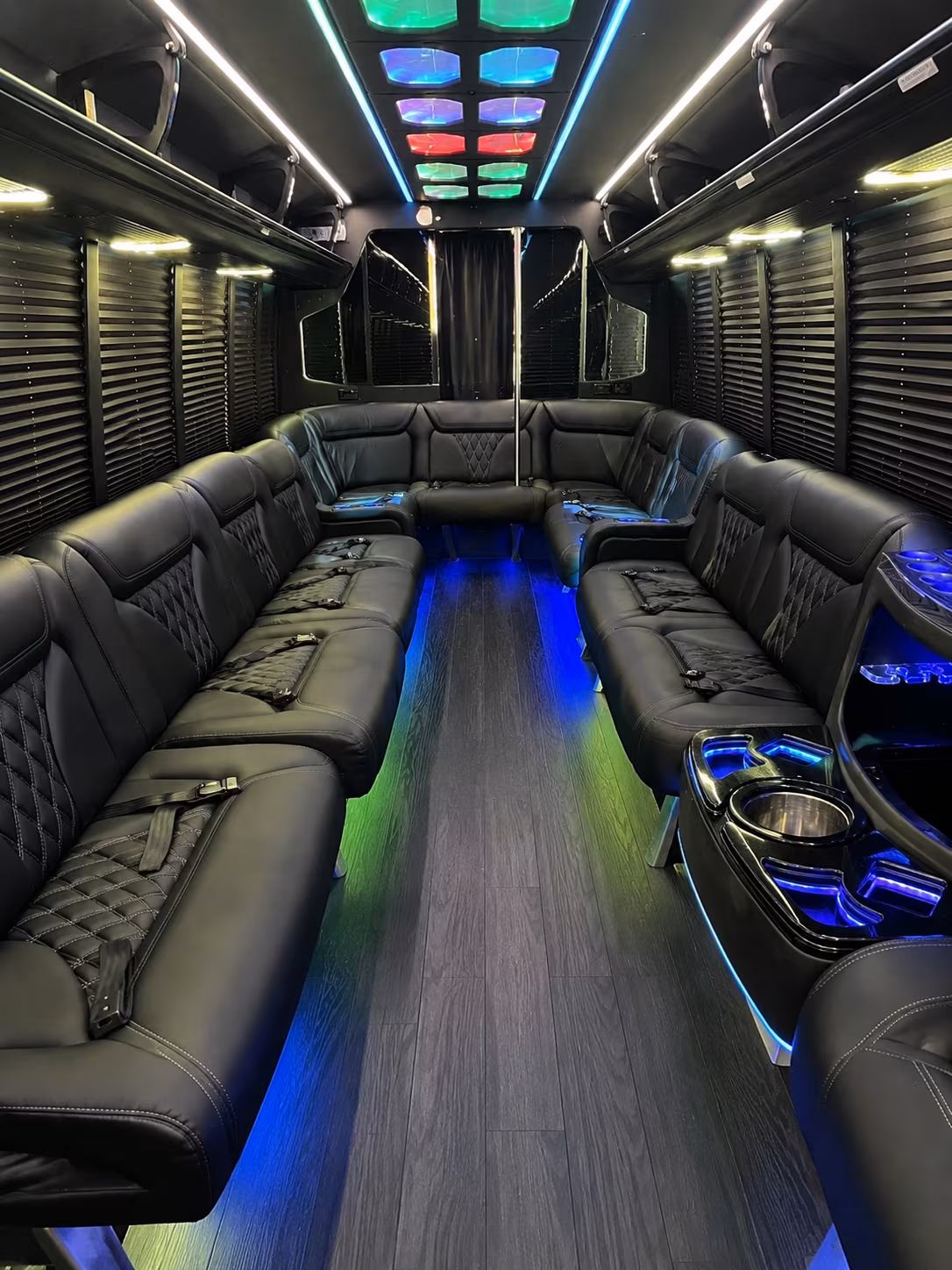 camden 20 passenger party bus interior