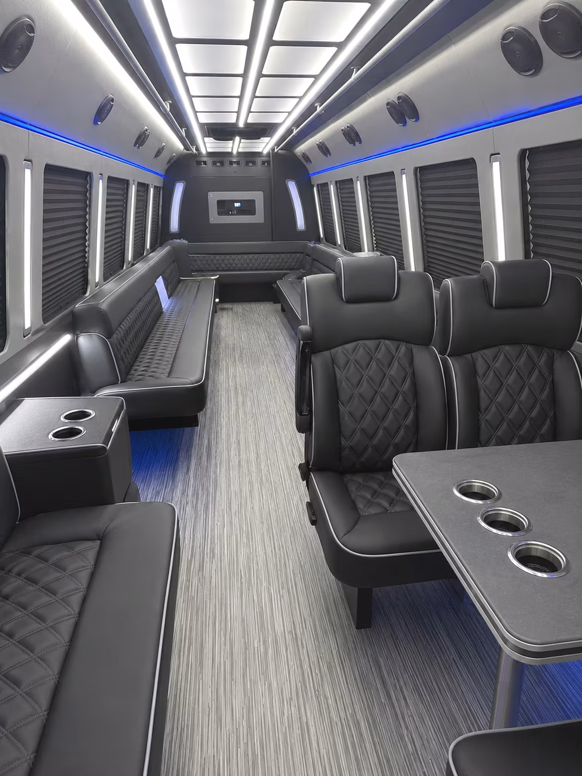 camden 25 passenger party bus inside