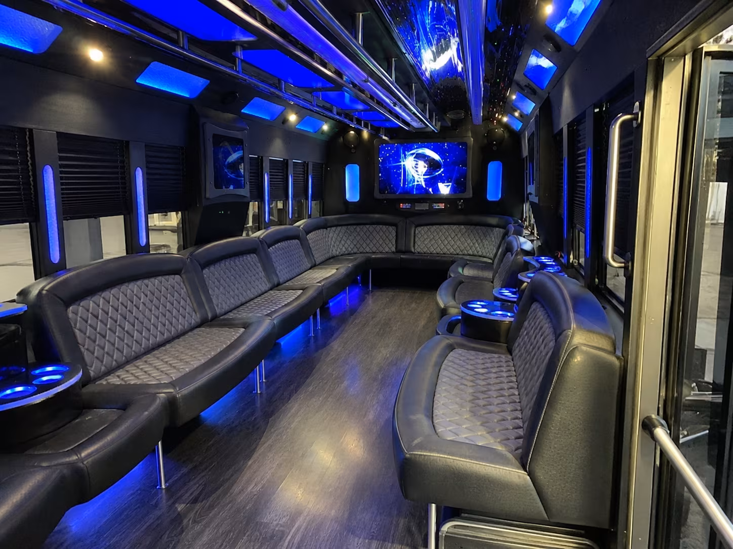 camden 28 passenger party bus interior