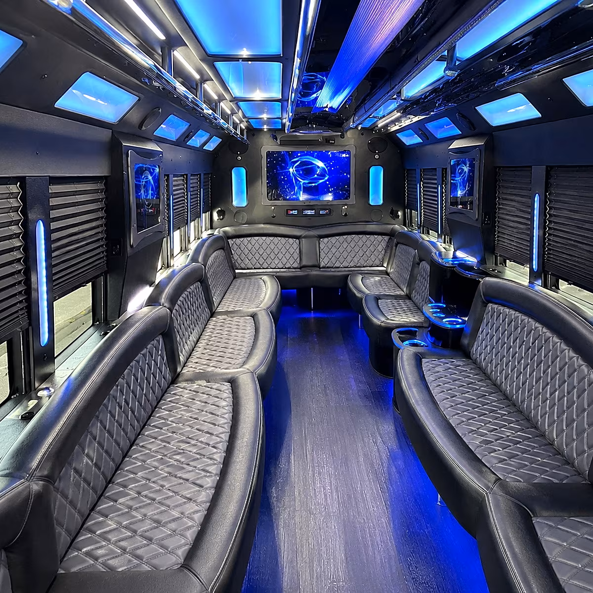 camden 50 passenger party bus interior